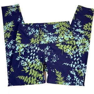 AE Aerie Chill Play Move Blue Green Leaf Capri Leggings Med Activewear High Rise